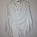 Natori  cotton poplin side drape button doown Blouse White Photo 4