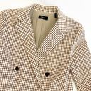 Theory  Double Breasted Angled Blazer Jacket Ivory Multi Grid Plaid Stretch Photo 6