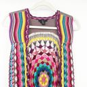 Double Zero  Womens Hippie Bohemian Rainbow Knit Crochet Vest Cardigan Size L Photo 1