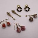 Dress Up Lot Of 5 Costume Earrings Pierced Dangle Drop  Gold Tone Photo 0