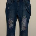 Cato  Est. 1946 Denim Distressed Hi Rise Cropped Jeans with patches & embroidery Photo 0