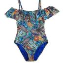 Bleu Rod Beattie  Sz 6 Floral Modest Off the Shoulder One Piece Swimsuit Photo 0