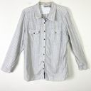 Dress Barn  White Striped Pattern Long Sleeve Button Up Shirt Size 2X Photo 0