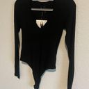 Naked Wardrobe  New Bodysuit Womens Extra Small Black Long Sleeve V Neck NWT Photo 6