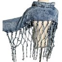 Thrill Jeans acid wash destroyed knotted fringe cropped denim jacket size M Size M Photo 3