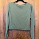 All In Motion Flex Shirred Cropped Long Sleeve Workout Athleisure XL Olive Photo 2