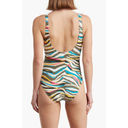 DKNY  Animal Print Multi Mesh Side-Stripe Ruched One-Piece Swimsuit Size 10 NWT Photo 4