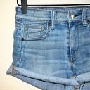 American Eagle AE Light Wash Denim Super Super Stretch Hi Rise Shortie Shorts Photo 1