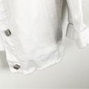 Rafaella  White Embroidered Frayed Hem Button Pockets Jean Jacket, Size Medium Photo 3