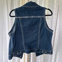 Style & Co . Dark Wash Side Pockets Studded Stretch Denim Vest Rodeo Petite L Photo 2