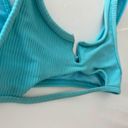 frankie's bikinis Top Blue Ribbed Cut Out Photo 3