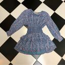 Cleobella Bianca Mini Dress Long Sleeve Floral Boho Ruffle Blue Pink Purple sz L Photo 6