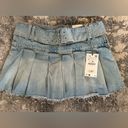 ZARA  Denim mini skirt with double belt and box pleats Photo 2