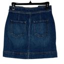 The Loft  Outlet SZ 0 Mini Jean Skirt Stretch Button Up Medium Wash Rear Pockets Blue Photo 2