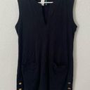 Ralph Lauren Lauren  Black V-Neck Sleeveless Shift Mini Dress with Gold Buttons Photo 0