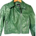 EXPRESS  Pleather Dark Green Moto Style Jacket XS Photo 2