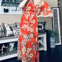 Love, Fire Love Fire Tropical Print Bohemian Floral Flutter Sleeve Semi Sheer Maxi Dress M Photo 4