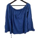 Michael Lauren  Blue Carmelo Bell Sleeve Off Shoulder Top Small New Photo 1