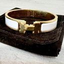 Hermès  Clic Clac H Narrow Enamel Cuff Bangle Bracelet Gold/White with Pouch Photo 6