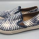 Olukai  Shoes Womens 7 Pehuea Pai Slip On Sneakers Blue White Canvas Stripe Low Photo 3