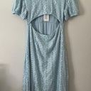 Lavender Moon Floral Lace overlay open back puff sleeve dress size xl baby blue Photo 0