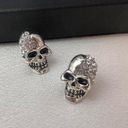 Skull Head Stud Earrings for Men Women Streetwear Punk Hip Hop Unisex Style Silver Photo 3