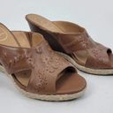 Jack Rogers  Sophia Leather Wedges Oak Brown Slip On Size 8M Photo 0