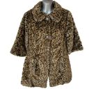 Daytrip  Faux Fur Coat Gray Tan Black Leopard Print Fluffy Women's Size Small Photo 8