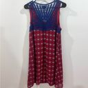 Luxology crotchet lace back red and blue shift dress size medium Photo 4