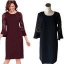 Talbots NWT RSVP By  Crepe and Lace Shift  Black Bell Sleeve Dress Photo 1