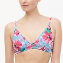 J.Crew  Blue and Rose Floral French Swim Bikini Top Bathing Suit Photo 2