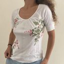 Apt. 9 White Floral Baby Tee Scoop Neck Photo 1