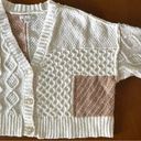 American Eagle  size small patchwork cardigan super soft cute cream tan off-white Photo 5