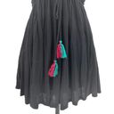 Free People  Lovers Cove Embroidered Tassel Mini Dress in Black Size XS Photo 5