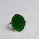 Eye Of Green Oval Inlay Silver Tone Size 8 Chic Casual Everyday Ring Photo 1