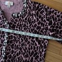 Quacker Factory Sweater, The  Womens Purple Animal Print Cardigan Bling Button Up Photo 4