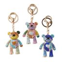 Bear Bag Keychain Bag Charm Key Fob Colorful Rhinestone Pink Photo 3