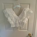 Revolve White Ruffled Crop Hailey Top Photo 7