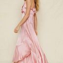 Nasty Gal NWT  Pink Satin Ruffle Detail Strappy Wrap Maxi Dress Photo 2