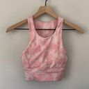 Anthropologie  Allfenix Sports Bra Pink White Cloud Print Cutout Racerback Padded Photo 0