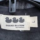 The Row Ducks In A Mini Dress Women L Black Cream Cat Print Short Sleeve Sheer Lined Photo 12