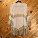 Dreamers  tan hippie boho fringe swim coverup/cardigan Photo 5