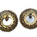 Vintage Blue  Rhinestone Gold Filigree Statement Earrings Costume Fashion Avon Photo 1