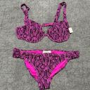 Jessica Simpson NEW  Pink Magenta Snake Print Ribbed Bikini Set Underwire Top Photo 5