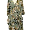 City Chic  Color Wrap Print Dress Sage Green Floral Print Plus Size 22 Photo 0