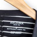 Arizona Jeans Arizona Jean Co Black and White Striped Boyfriend V Neck T Shirt S Photo 3