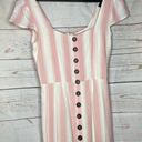 Trixxi  • Midi Dress • Striped • White Pink • Medium • Buttons • Sleeveless Photo 0