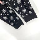 One Piece Jenni Womens  PJs NWT Size XXL Snowflake Black, White V-Neck Snap Front Photo 2