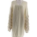 Simply Couture  Oversized Beige Open Knit Pom-Pom Sleeve Sweater Cardigan Photo 0