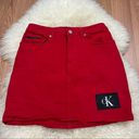 Calvin Klein Y2K Style CK  Tango Red Denim Mini Skirt 27 Photo 0